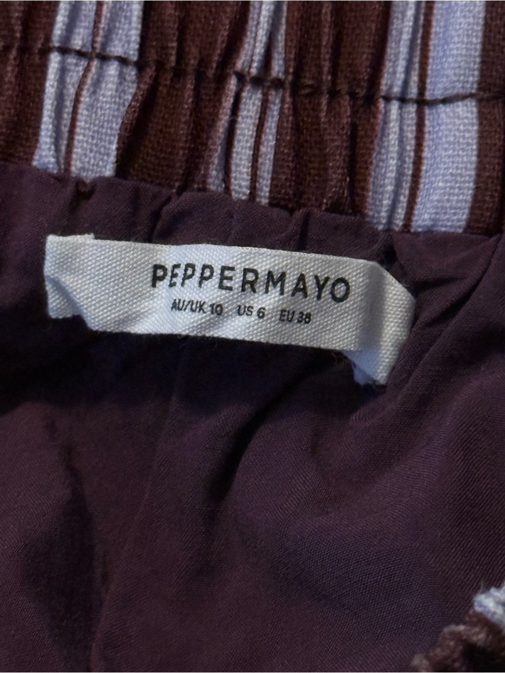 Peppermayo Burgundy and White Striped Elastic-Waist Athletic Shorts - Picture 2 of 4